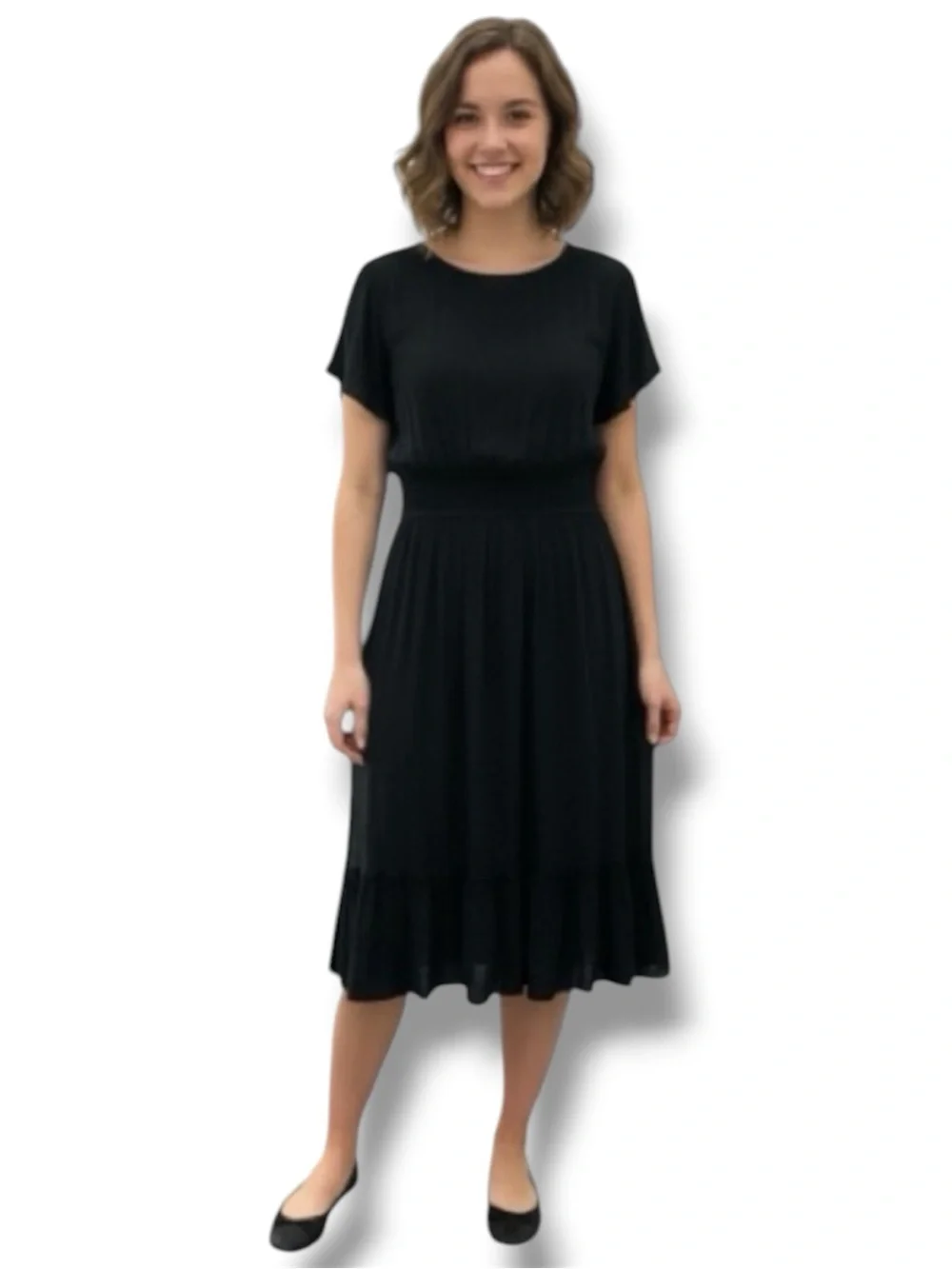Croft & Barrow (Kohl’s) NWT Dress Mineral Black Flutter Sleeve Midi Women’s L